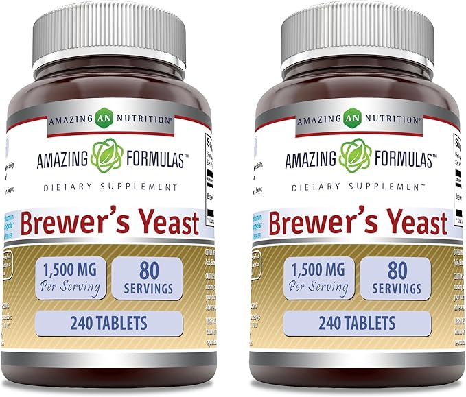 Amazing Formulas Brewers Yeast 1500 Mg Per Serving Tablets Supplement | Non-GMO | Gluten Free | Made in USA (240 | 2 Pack)