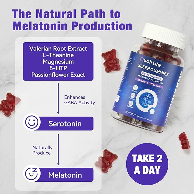 Melatonin Free Sleep Gummies for Adults with Magnesium, Valerian Root, 5-HTP & Herbal Blend - Natural Sleep Aid Supplements - Non-Habit Forming, Sugar Free, Strawberry Flavor, 60 Count (2)