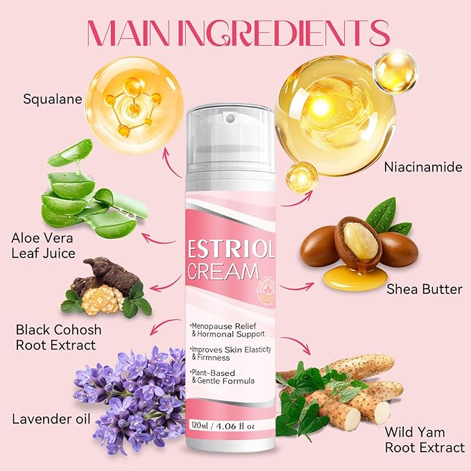 Bellisinno Estriol Face Cream for Women, Natural Bioidentical Moisturizer Cream for Mature Skin, Hydrating & Firming Facial Cream, Fast-Absorbing, Pump Bottle, 4.06 fl oz