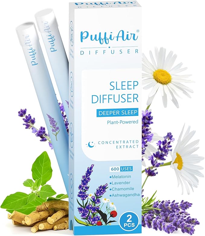Herbal Diffuser Pen, Sleep Diffuser with Melatonin, Lavender, Ashwagandha & Chamomile for Sleep Support, All Natural Swap - Up to 600 Uses (Varies by Usage), 2 Diffusers, 1 Pack