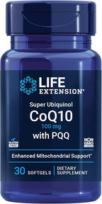 Life Extension Super Ubiquinol CoQ10 with PQQ, coenzyme Q10, pyrroloquinoline Quinone, Heart Health Supplement, Maximum Absorption, 100 mg, Non-GMO, Gluten-Free, 30 softgels