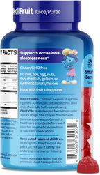 The Smurfs Gummies for Kids with Chamomile & Lemon Balm for a Restful Sleep Age 3+ | Non-Habit Forming | Made with Real Fruit in a Smurf Berry | Doctor Developed | 100 Gummies (100 Count, Melato)
