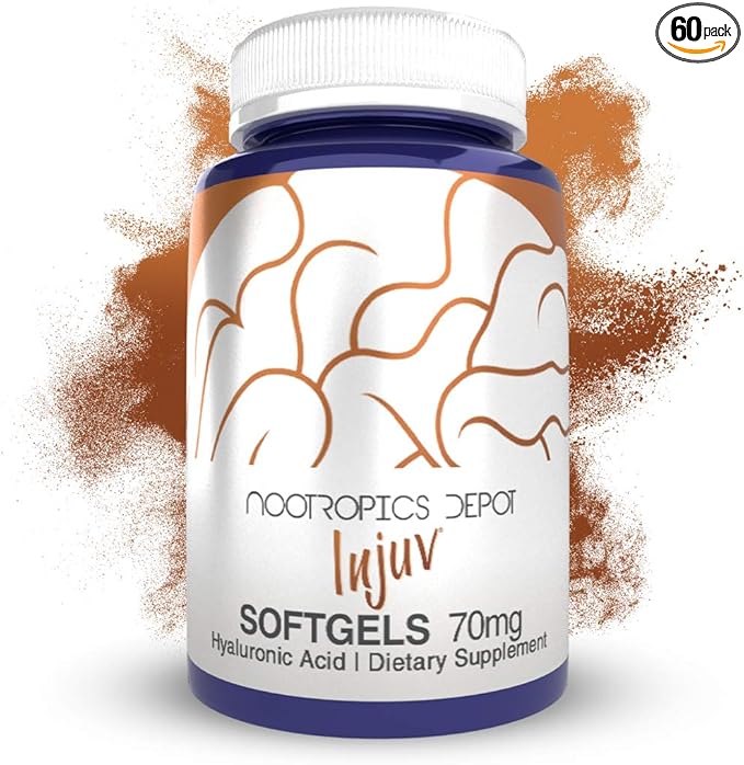 Nootropics Depot Injuv Softgels | 70mg | 60 Count | Natural Hyaluronic Acid | Skin Health Supplement