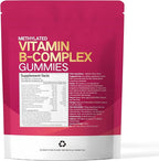 Vitamin B Complex Gummies, 6000 mcg Methylated Vitamin B12, with B6 B1, B2, B3, B5, B7, Methylfolate, Vitamins A C D E, Vegan, Non GMO, Methylated B Complex Vitamin - 60 Gummies
