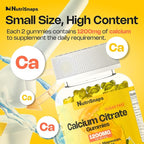 Sugar Free Calcium Citrate Gummies 1200mg with Vitamin D3 K2, Magnesium, Zinc, MSM for Men & Women, Bone, Muscle, Immune Support, Ultimate Absorption Calcium Supplement, Vegan, 60 Count