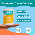 Further Food Vanilla Collagen Peptides Powder with Tremella Mushroom – 100% Grass-Fed, Hydrolyzed Type 1 & 3, 20g of Collagen per Serving, Supports Skin, Hair, Nails & Joints, 10.37 Oz