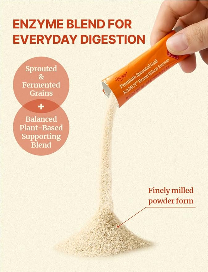 Sprouted KAMUT® Brand Wheat Enzyme Powder, 3g x 30 Sticks Fermented Grain Blend, Injeolmi Flavor