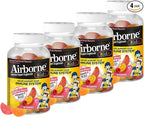 Airborne Kids 500mg Vitamin C Gummies, Kids Immune Support Zinc Gummies with Powerful Antioxidants VIT C & E - 63 Gummies, Assorted Fruit Flavor (Pack of 4)