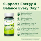Caffeine Free Natural Energy Boost with Ashwagandha, Maca & Magnesium - Support Stress Relief, Focus & Mood - 60 Capsules by Innervis Nutrition