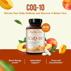 Coenzyme Q10 200mg CoQ10 Supplement -Once Daily CoQ10 200mg Powder Capsules for Heart Health, Antioxidant & Energy Support -Non-GMO, Quick Absorption Ubiquinone Q10 Coenzyme (Single)