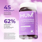 HUM Calm Ashwagandha Gummies for Women and Men, L-Theanine Ashwagandha Supplements for Daily Relaxation & Clarity Support, Vegan Fast Acting Gummy Formula, Mixed Berry Flavor, 60 Gummies