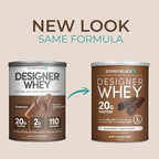 Designer Wellness, Designer Whey, Natural Whey Protein Powder with Probiotics, Fiber, and Key B-Vitamins for Energy, Gluten-Free, Gourmet Chocolate, 12oz