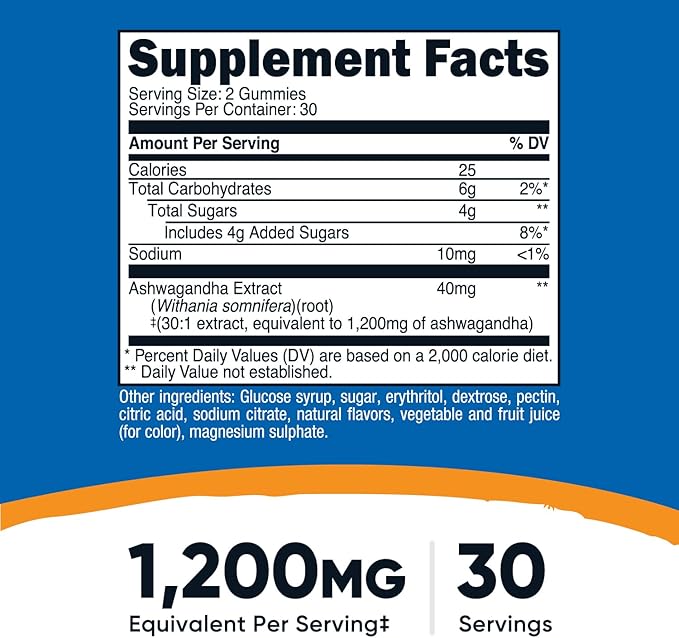 Nutricost Ashwagandha Extract Gummies (Mixed Berry) 60 Gummies for 30 Servings Per Bottle - Vegetarian, GMO Free and Gluten Free