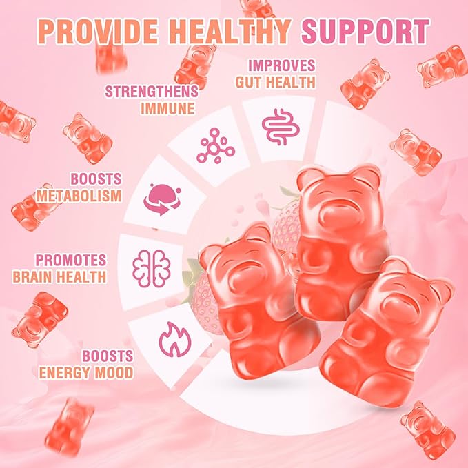 180 Count Collagen Gummies Collagen Protein Type I II III V X with Biotin Vitamin C A B D E Keratin Hyaluronic Acid for Hair Skin Nails Joint Immune Digestion Women Men Sugar Free Strawberry