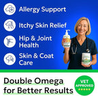 BARK&SPARK Omega 3 + Fish Oil for Dogs - Skin Allergy Chews, Itch Relief, Hot Spots Treatment - Fish Oil Liquid Supplement for Pets, EPA+DHA Fatty Acids, Skin & Coat Support - Bundle: 180 Ct + 16 Oz