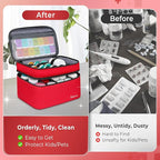 Mancro Dual Layers Medicine Organizer Bag, Pill Bottle Organizer Storage with Lockable Zipper, Medication Travel Bag for Pills, Vitamins, Medical Supplies for Home Storage, Travel