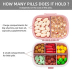 Cute Pill Organizer Small Bling Pill Case for Purse Medicine Vitamin Container Holder Daily Pill Box Container for Women Travel Medicine Kit(Letter A Pink)