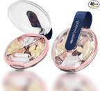 HyJeryty Easy-Grip Round Small Pill Organizer - 4 Compartment Travel Case Compact Pill Box with Strap, Portable and Moistureproof for Vitamins/Medication/Supplements(Blue)