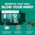 Goli Matcha Mind Gummies - 5 Pack - Green Tea Leaves Powder with Cognizin for Focus, Attention and Brain Health, Vegan, Non-GMO, Gluten-Free & Gelatin Free - 300 Count