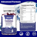 Tanning Gummies - Self Tan Supplement That Work Fast Without Sun - Daily Oral Chews with Beta Carotene Astaxanthin Lycopene & Vitamins for Skin Health Glow Up Sunless Tan - Vegan Sugar Free
