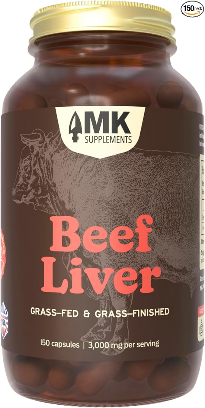 MK Supplements Grass Fed Beef Liver Supplement, Supports Energy Production, Detoxification, Digestion, Immunity and Full Body Wellness, Non-GMO, Freeze Dried, 30 Servings (3,000 mg Each)