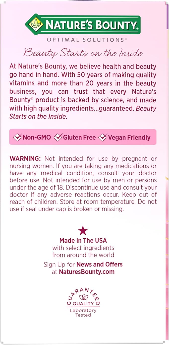 Nature’s Bounty Optimal Solutions Advanced Menopause Relief, Menopause Supplement for Women featuring Siberian Rhubarb, Hotflash Relief, No added Hormones, Drug-Free, 30 Tablets, 30 Total Servings