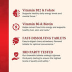 BioSchwartz Bariatric B12 Plus Dissolvable Tablets - 1000mcg Vitamin B12, Vitamin B6, Folate, Biotin - Cherry Strawberry Flavor, 3-Month Supply, Third Party Tested, for Bariatric Patients, 90 Count