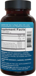 Viva Naturals Omega 3 Fish Oil Supplement for Women and Men - 2500 mg Triple Strength Fish Oil Pills with Re-Esterified Omega 3 Fatty Acids Including EPA, DHA DPA - 240 Pescatarian-Friendly Softgels