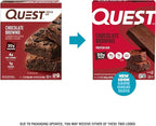 Quest Nutrition Chocolate Brownie Protein Bars, 20g Protein, 4g Net Carbs, 1g Sugar, High Fiber, Gluten Free, Keto Friendly, 4 Count