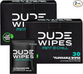 DUDE Wipes On-The-Go Mint Chill Travel Wipes - 2 Pack, 60 Count (Individually Wrapped) - Extra-Large Adult Flushable Wipes - Infused with Tea Tree Oil, Vitamin E, and Aloe - Septic and Sewer Safe