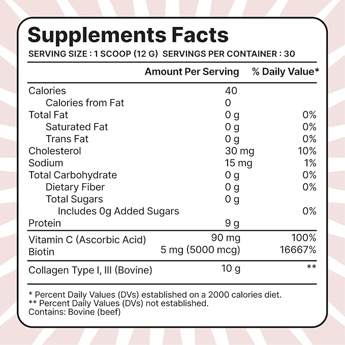 anocin Beauty Collagen Peptides Powder – Hydrolyzed Type I & III, Grass-Fed, Unflavored – Supports Skin, Hair & Nails with Hyaluronic Acid + Vitamin C – Dissolves Easily – 20 g Collagen per Serving
