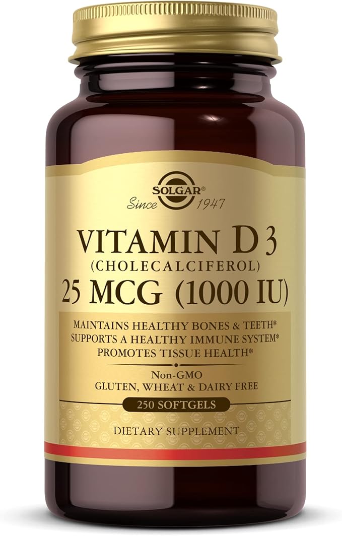 Solgar - Vitamin D3 (Cholecalciferol) 1,000 IU Softgels, 250 Count