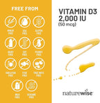 NatureWise Vitamin D3 2000iu (50 mcg) 90-Day Supply for Immune Support, Healthy Muscle Function, and Bone Health - Non-GMO, Gluten Free in Organic Extra Virgin Olive Oil, (Mini Softgel), 90 Count