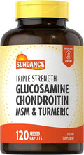 Sundance Glucosamine Chondroitin with MSM and Turmeric | 120 Caplets | Triple Strength Formula | Non-GMO & Gluten Free Supplement