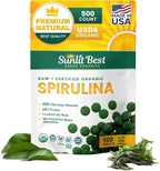 Sunlit Best Spirulina Tablets - Organic Spirulina Tablets USDA Premium 500 Count - Natural Spirulinas Organic Burst for Immune Support Muscle Growth, Energy Boost w/Chlorophyll - High Protein, Non GMO