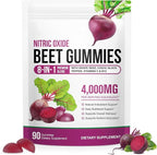 Beet Root Gummies Enriched with 200mg CoQ10 & Beet Root Extract for Blood Pressure, Heart Health Support, Energy Level Suport, Promoting Nitric Oxide, W/ Vitamin B12, C, Sugar-Free | 90 Chews
