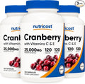 Nutricost Cranberry Extract 120 Capsules for 120 Servings Per Bottle (3 Pack) - with Vitamin C & Vitamin E