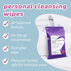 The Pharma-C Company Personal Cleansing Wipes [20 wipes] - Enriched with Cranberry & Aloe Vera. Feminine Intimate Hygiene Wipe. 99% Natural Origin.