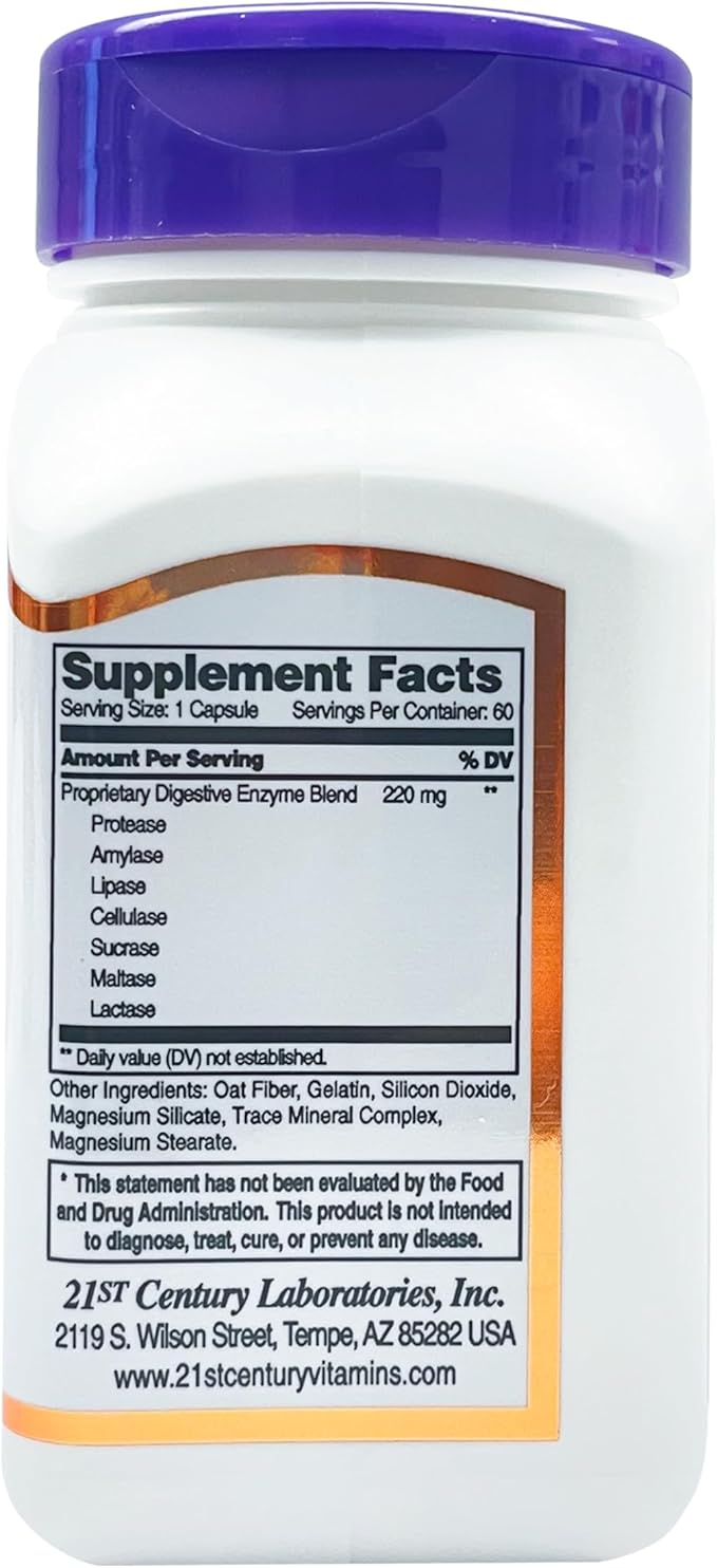 21st Century Digestive Enzymes Capsules, 60 Count (Pack of 3)