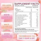 180 Count Collagen Gummies Collagen Protein Type I II III V X with Biotin Vitamin C A B D E Keratin Hyaluronic Acid for Hair Skin Nails Joint Immune Digestion Women Men Sugar Free Strawberry