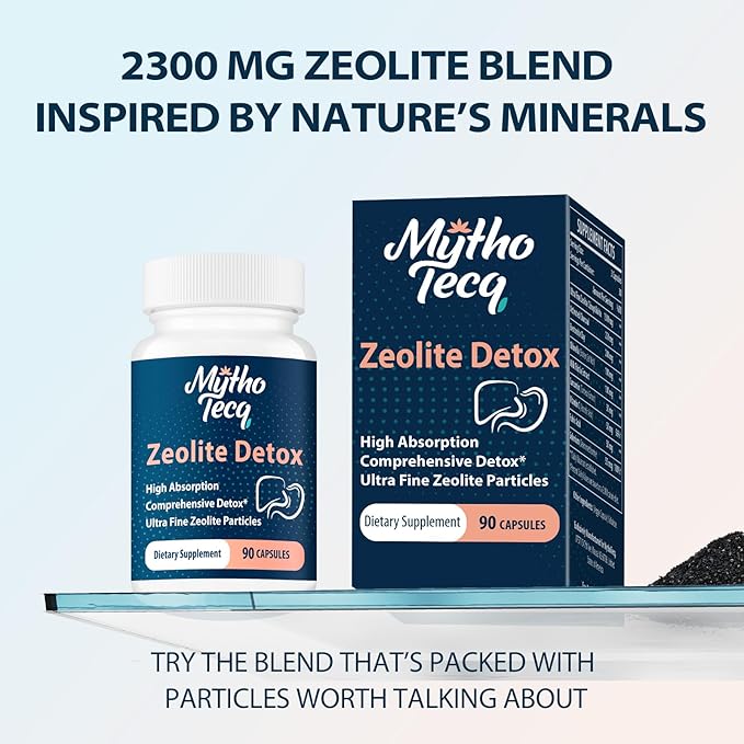 2300 MG Zeolite Detox Capsules - Activated Charcoal & Bentonite Clay, Highly Absorbable Full Body, Liver & Gut Cleanse, Zeolite Clinoptilolite（180 Capsules）