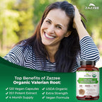 Zazzee USDA Organic Valerian Root 10:1 Extract, 120 Vegan Capsules, 4 Month Supply, Valeriana Officinalis, Relaxation, Calm & Mood Support, All-Natural, Non-GMO, Made in the USA