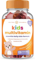 NutraChamps Kids Multivitamin Gummies | Sugar Free 120 Gummy Vitamins for Kids | Vegan & Non-GMO | Strawberry, Passionfruit, Peach & Cherry