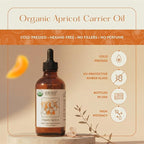 HBNO Organic Virgin Apricot Oil - 4 oz (120ml) Value Size - Ideal for Shampoos, Conditioners, Lip Balms, Face wash, Lotions, and Skin Care Products.