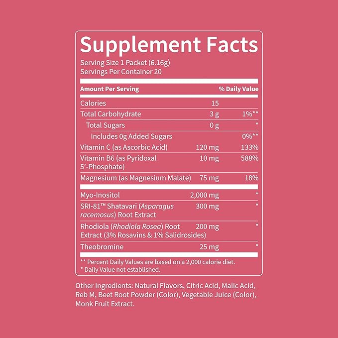 Nello Superbalance Hormonal Support Drink Mix, SRI-81 Shatavari, Myo-Inositol, Rhodiola Rosea, Vitamin C, Magnesium, Theobromine, Cran Apple (Pack of 20)