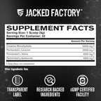 Jacked Factory Creatine + BCAAs - Creatine Monohydrate + BCAA Powder for Increased Post-Workout Recovery, Performance, Lean Muscle Growth, & Reduced Fatigue - 30 Servings, Unflavored