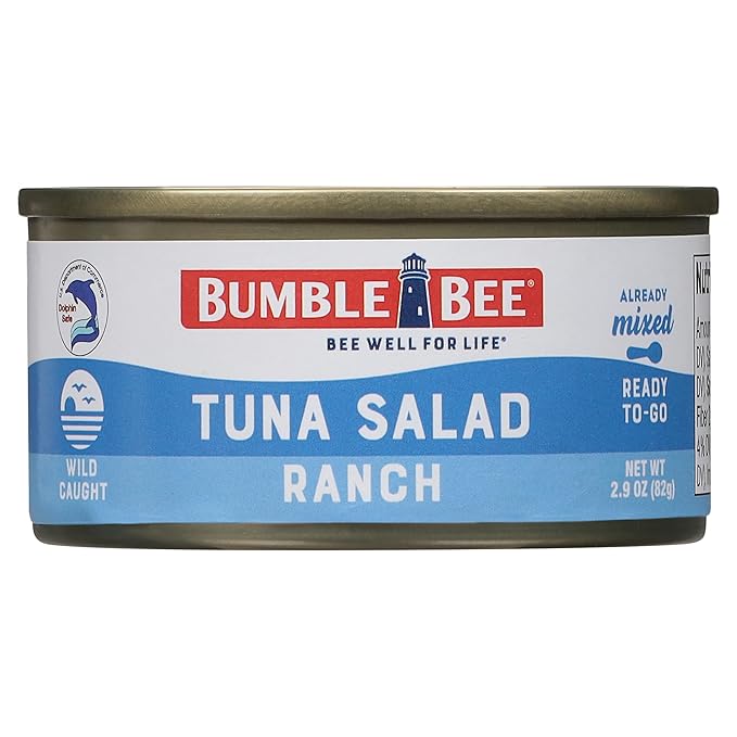 Bumble Bee Snack On The Run! Protein Snack Pack - 7g Protein per Box - Ranch Tuna Salad with Crackers Kit - Ready to Eat Easy-Open Can - Wild Caught MSC-Certified Tuna (Pack of 1)