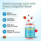 Ashwagandha Gummies with Turmeric GABA Mood Energy and Immune Support, Mixed Berry Flavor 60 Cts