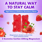 Magnesium Citrate Gummies 600mg for Women Men, High Absorption Magnesium Supplement Gummies for Calm, Relaxation, Muscle Health, Vegan, Strawberry Flavor, 60 Count