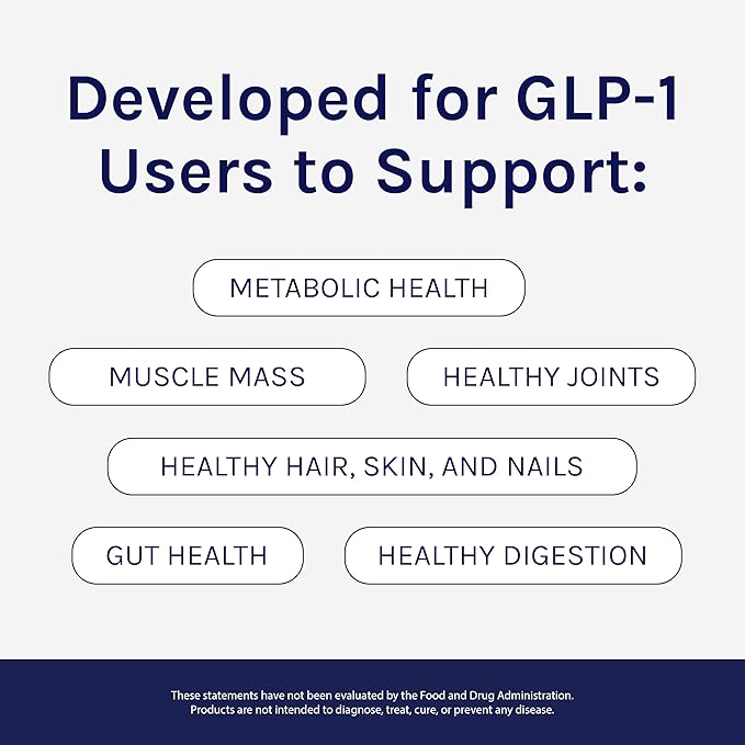 SoWell GLP-1 Protein Vanilla Powder with Whey Collagen and Digestive Enzymes for Muscle Mass, Skin, Hair, Nails and Digestion Support, 14 Stick Packs